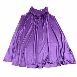 Vintage 80s Venice Fashion Silky Embroidered Slip Plus Size (Purple) 1X/2X